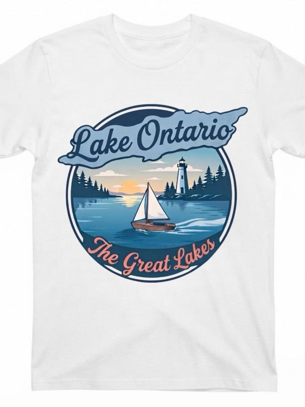 Gildan Shirt Lake Ontario Graphic Tee - White